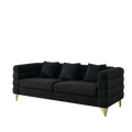81 Inch Oversized 3 Seater Sectional Sofa, Living Room Comfort Fabric Sectional Sofe Deep Seating Sectional Sofa, Soft Sitting With 3 Pillows For Living Room,Bedroom,Office, Black Teddy W834S00035 Black Primary Living Space American Design Foam Fabric 3
