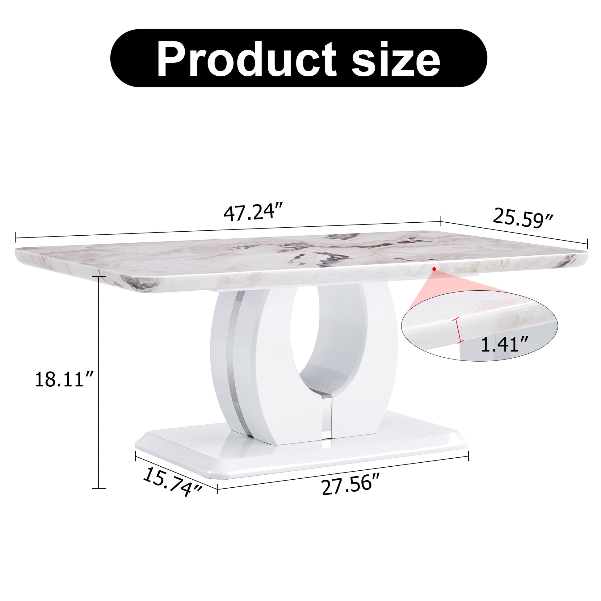 Modern Simple Luxury Imitation Marble Dining Table Rectangular Coffee Table. The Computer Desk. The Game Table. Suitable For Dining Room, Living Room, Terrace, Kitchen. W1151S00265 White Mdf