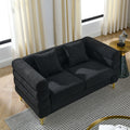60Inch Oversized 2 Seater Sectional Sofa, Living Room Comfort Fabric Sectional Sofa Deep Seating Sectional Sofa, Soft Sitting With 2 Pillows For Living Room, Bedroom, Office, Black Teddy W834S00030 Black Primary Living Space American Design Foam Fabric 2