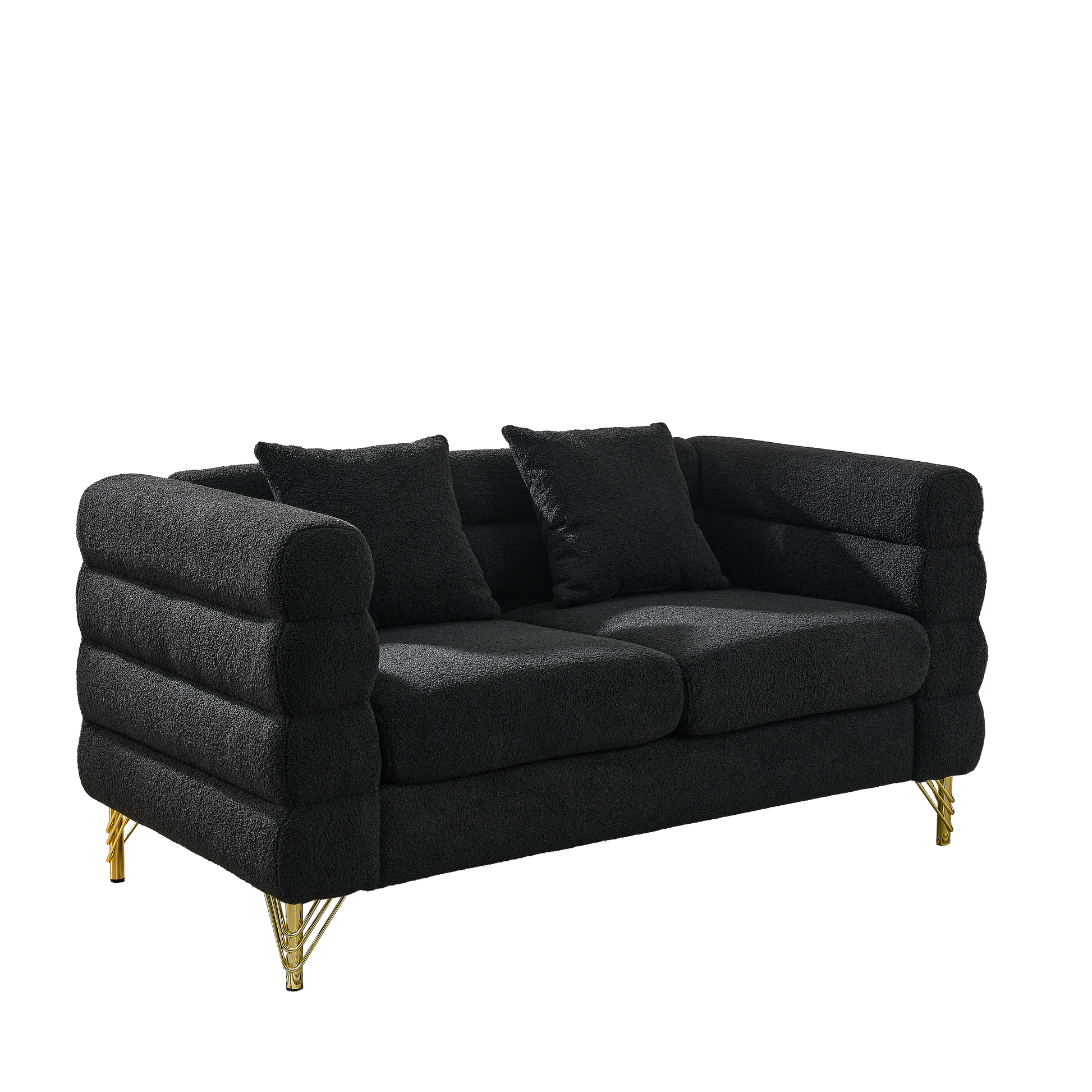 3 Seater 2 Seater Combination Sofa.Black Teddy Black Primary Living Space American Design Foam Fabric