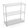 3 Tier Wire Shelving Unit, 1050 Lbs Nsf Height Adjustable Metal Garage Storage Shelves, Heavy Duty Storage Wire Rack Metal Shelves Chrome Chrome Iron Plastic