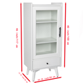 Modern Bathroom Storage Cabinet & Floor Standing Cabinet With Glass Door With Double Adjustable Shelves And One Drawer, Extra Storage Space On Top, White 19.75