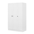 3 Door Shutter Wardrobe With Shelves, White Hinged White White Shelf Bedroom Contemporary 3 Mdf