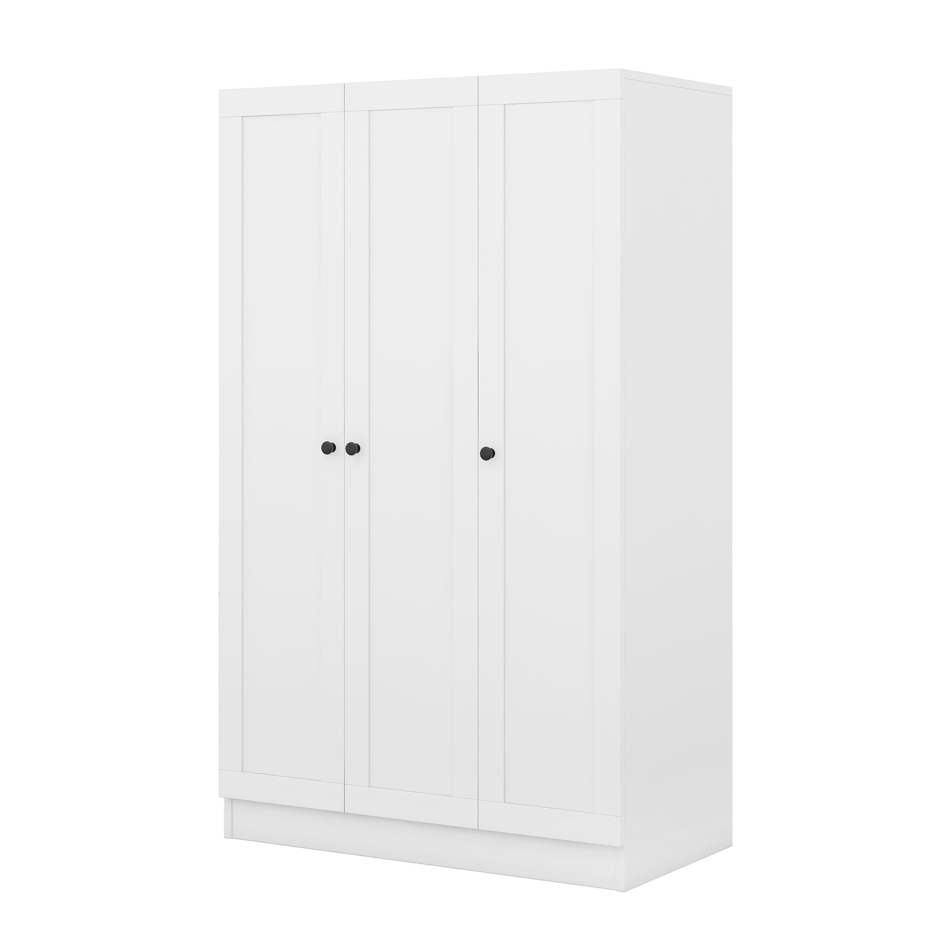 3 Door Shutter Wardrobe With Shelves, White Hinged White White Shelf Bedroom Contemporary 3 Mdf