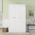 3 Door Shutter Wardrobe With Shelves, White Hinged White White Shelf Bedroom Contemporary 3 Mdf