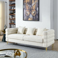 81 Inch Oversized 3 Seater Sectional Sofa, Living Room Comfort Fabric Sectional Sofa Deep Seating Sectional Sofa, Soft Sitting With 3 Pillows For Living Room,Bedroom,White Teddy Ivory W834S00036 Ivory Primary Living Space American Design Foam Fabric 3