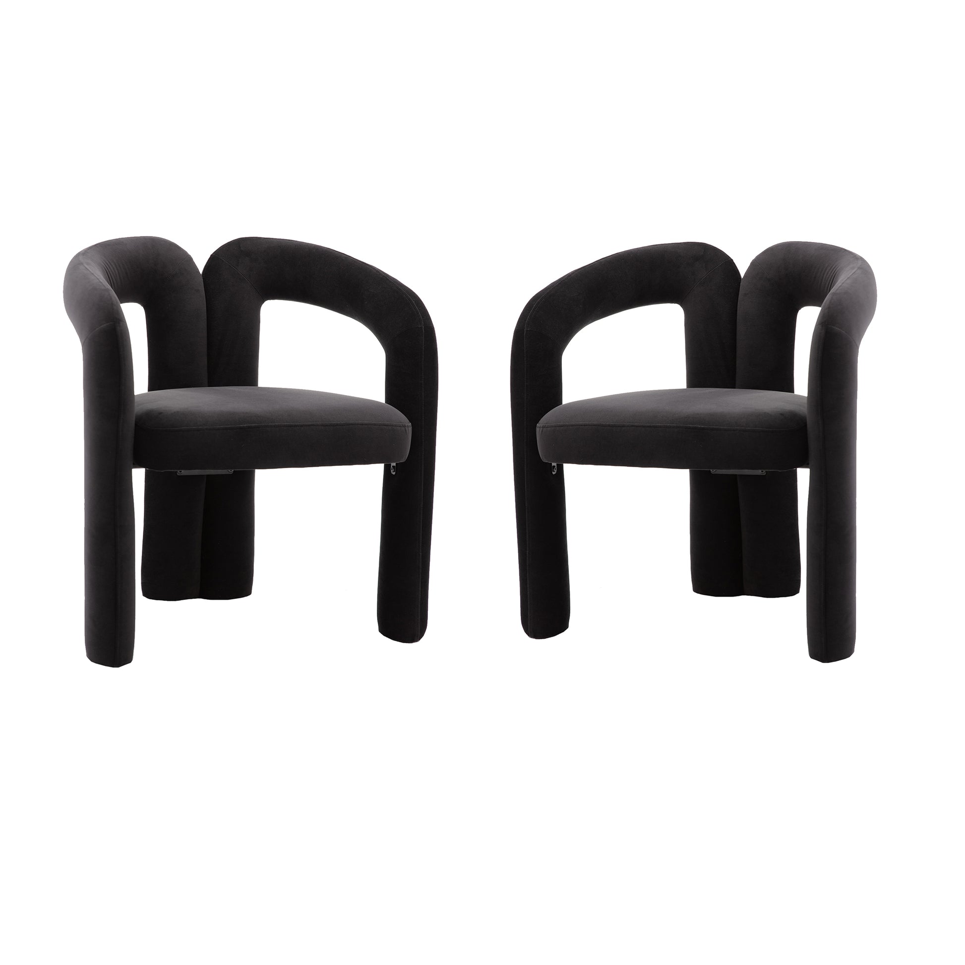 Coolmore Contemporary Designed Velvet Fabric Upholstered Accent Dining Chair Barrel Side Chairs Kitchen Armchair For Living Room Set Of 2 Black Velvet Black Foam Velvet
