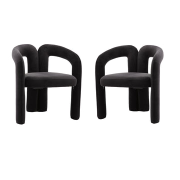 Coolmore Contemporary Designed Velvet Fabric Upholstered Accent Dining Chair Barrel Side Chairs Kitchen Armchair For Living Room Set Of 2 Black Velvet Black Foam Velvet