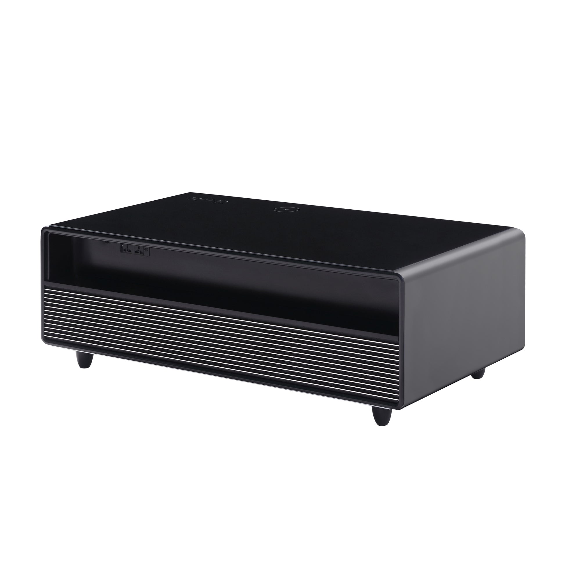 Modern Smart Coffee Table With Built In Fridge, Bluetooth Speaker, Wireless Charging Module, Touch Control Panel, Power Socket, Usb Interface, Outlet Protection, Atmosphere Light, Black Black Primary Living Space Coffee & End Tables Abs