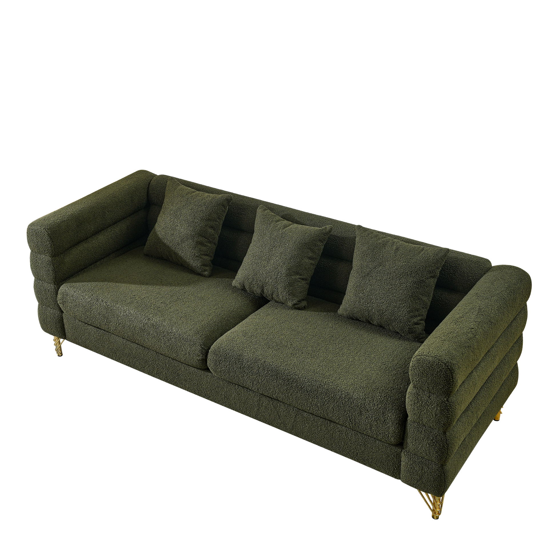 81Inch Oversized 3 Seater Sectional Sofa, Living Room Comfort Fabric Sectional Sofa Deep Seating Sectional Sofa, Soft Sitting With 3 Pillows For Living Room, Bedroom, Office Green Teddy W834S00033 Green Primary Living Space American Design Foam Fabric 3