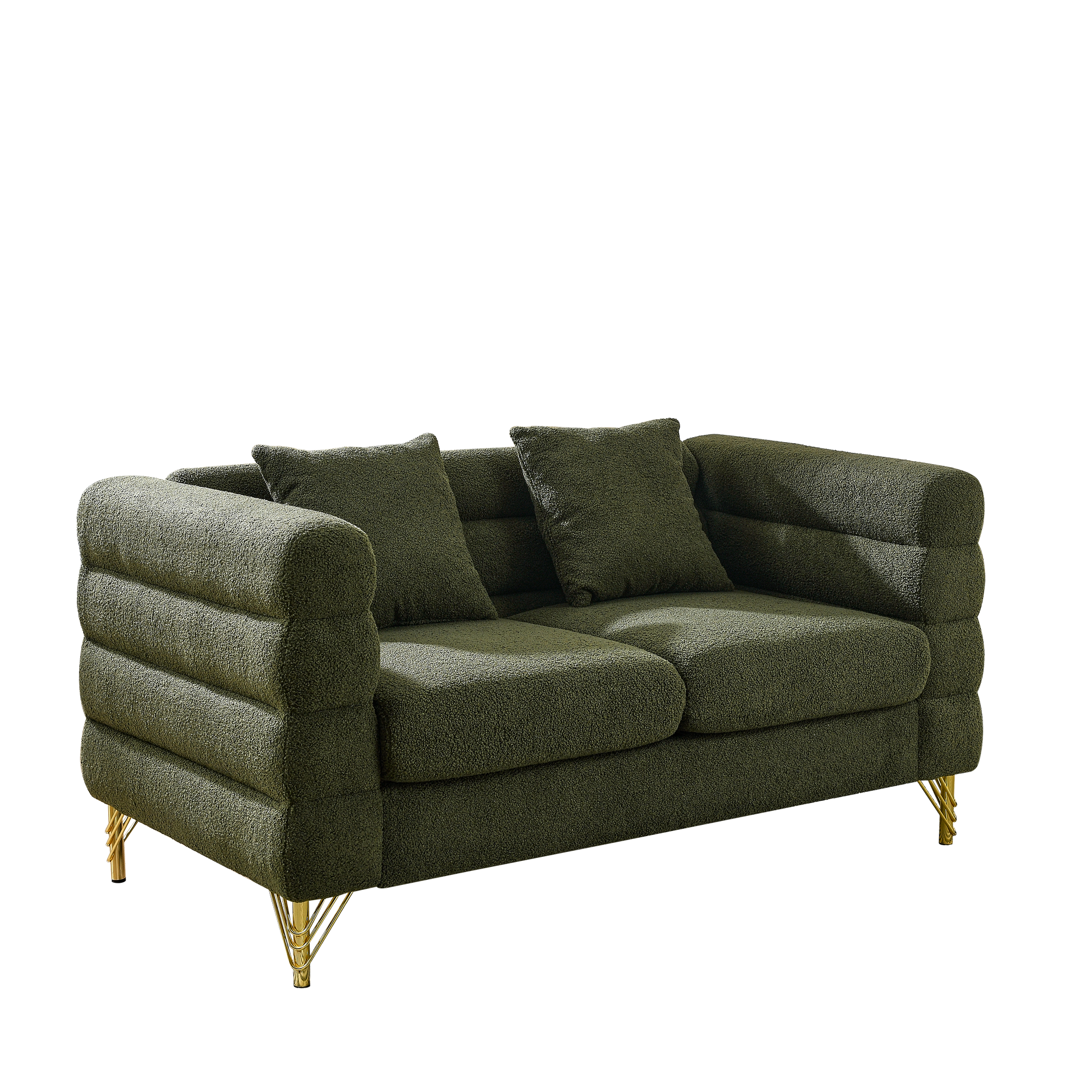 3 Seater 2 Seater Combination Sofa.Green Teddy Green Primary Living Space American Design Foam Fabric