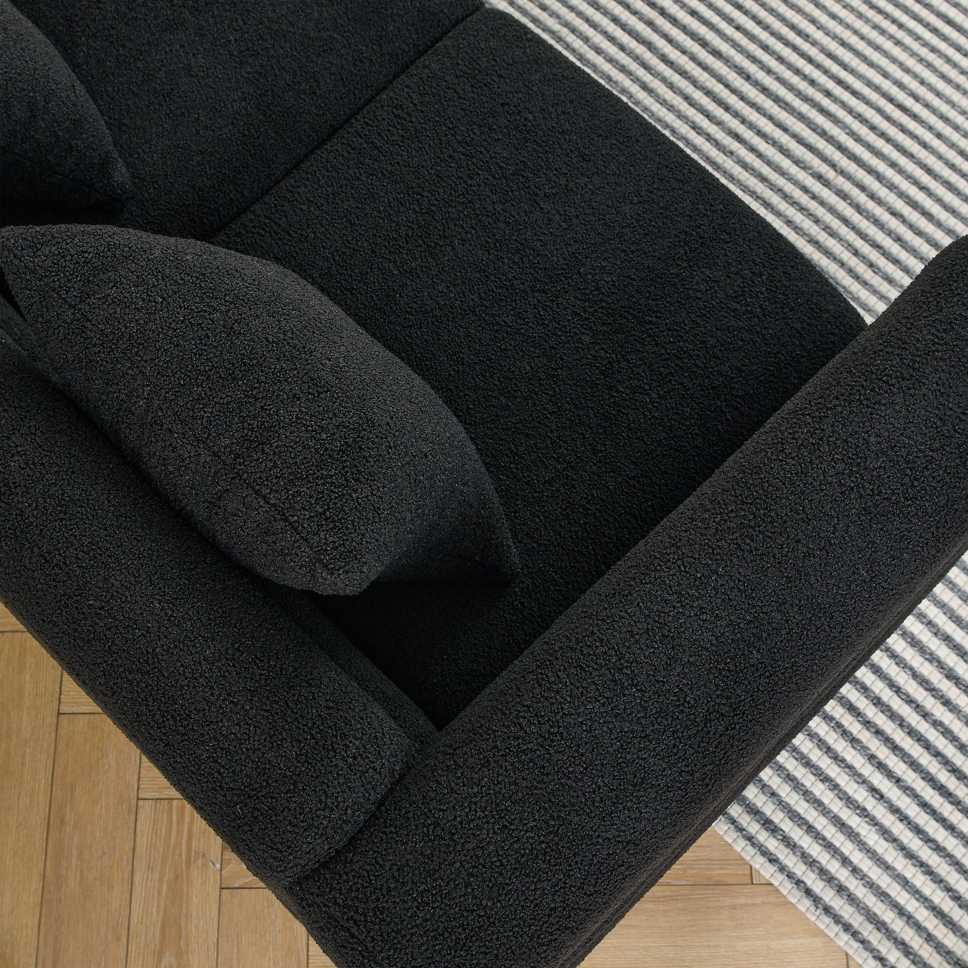 3 Seater 2 Seater Combination Sofa.Black Teddy Black Primary Living Space American Design Foam Fabric