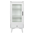 Modern Bathroom Storage Cabinet & Floor Standing Cabinet With Glass Door With Double Adjustable Shelves And One Drawer, Extra Storage Space On Top, White 19.75