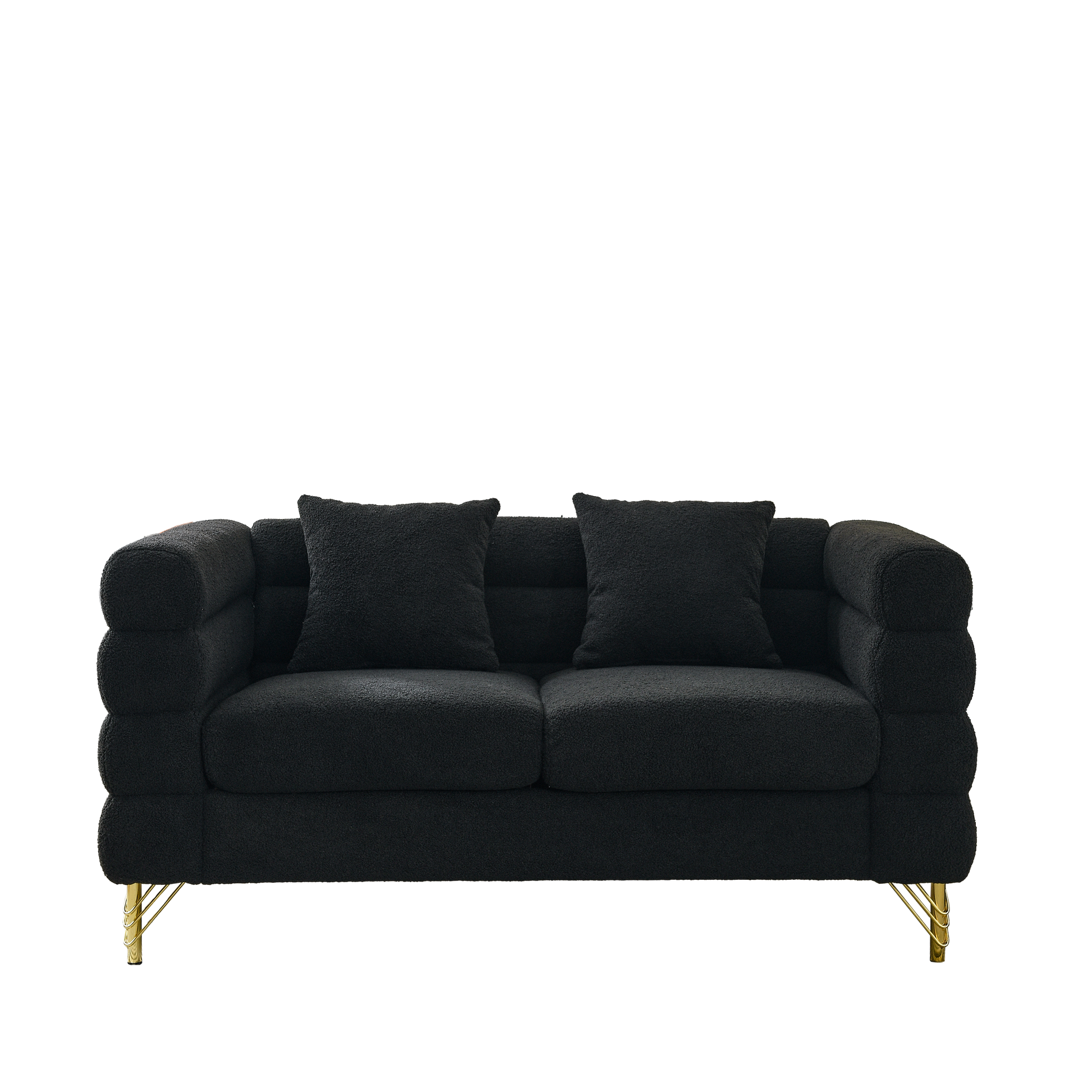 3 Seater 3 Seater Combination Sofa.Black Teddy Black Primary Living Space American Design Foam Fabric