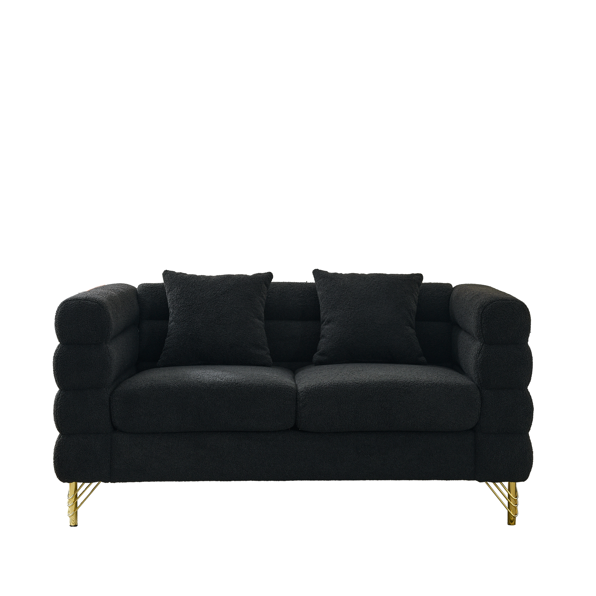 3 Seater 2 Seater Combination Sofa.Black Teddy Black Primary Living Space American Design Foam Fabric