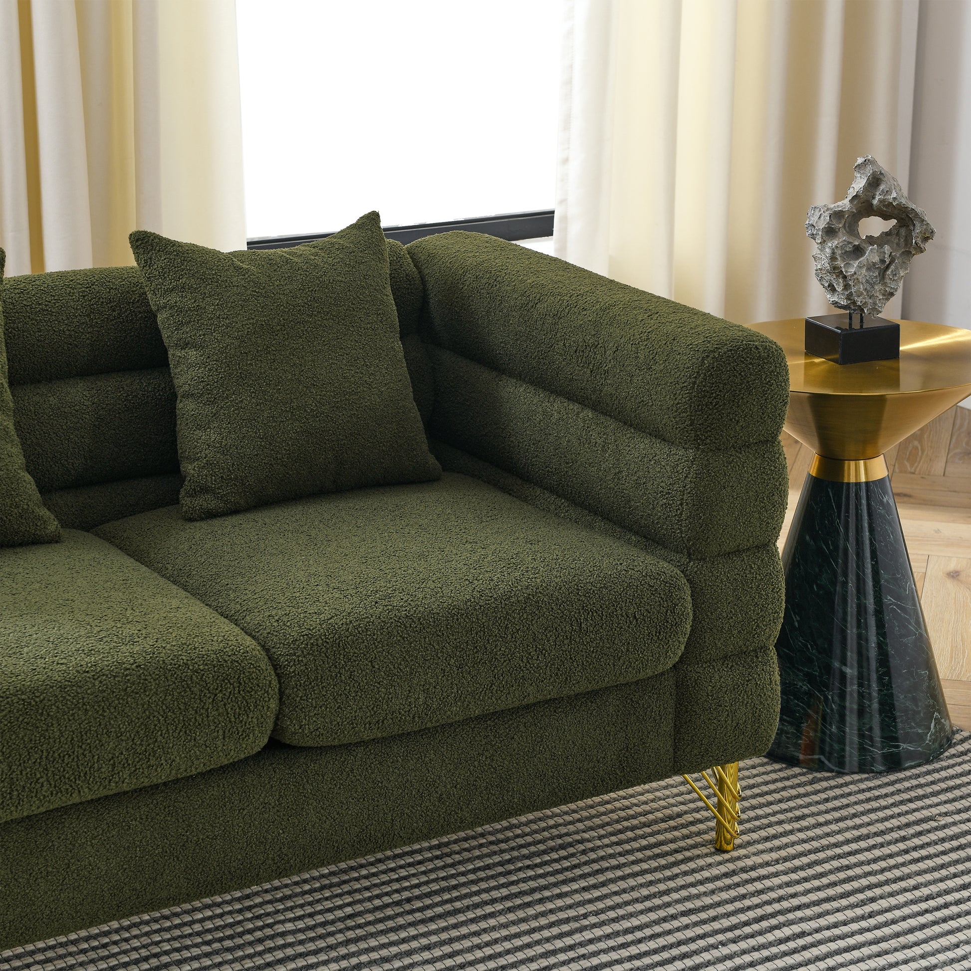 3 Seater 3 Seater Combination Sofa.Green Teddy Green Primary Living Space American Design Foam Fabric