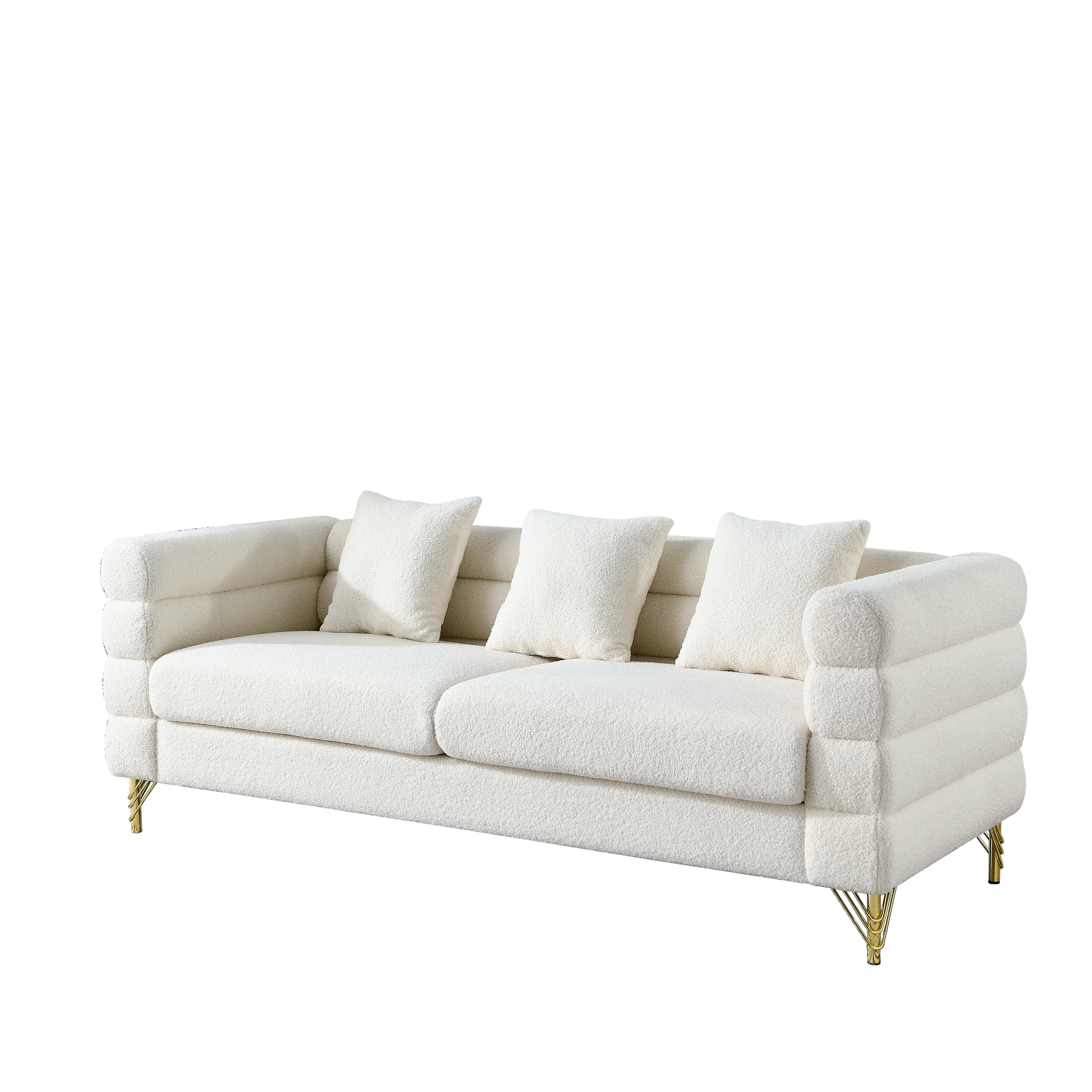 3 Seater 2 Seater Combination Sofa.White Teddy Ivory Ivory Primary Living Space American Design Foam Fabric