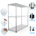 3 Tier Wire Shelving Unit, 1050 Lbs Nsf Height Adjustable Metal Garage Storage Shelves, Heavy Duty Storage Wire Rack Metal Shelves Chrome Chrome Iron Plastic