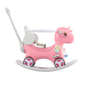 Rocking Horse For Toddlersbalance Bike Ride On Toys With Push Handle, Backrest And Balance Board For Baby Girl And Boy, Unicorn Kids Riding Birthday Pink Pink Hdpe