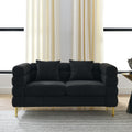 60Inch Oversized 2 Seater Sectional Sofa, Living Room Comfort Fabric Sectional Sofa Deep Seating Sectional Sofa, Soft Sitting With 2 Pillows For Living Room, Bedroom, Office, Black Teddy W834S00030 Black Primary Living Space American Design Foam Fabric 2