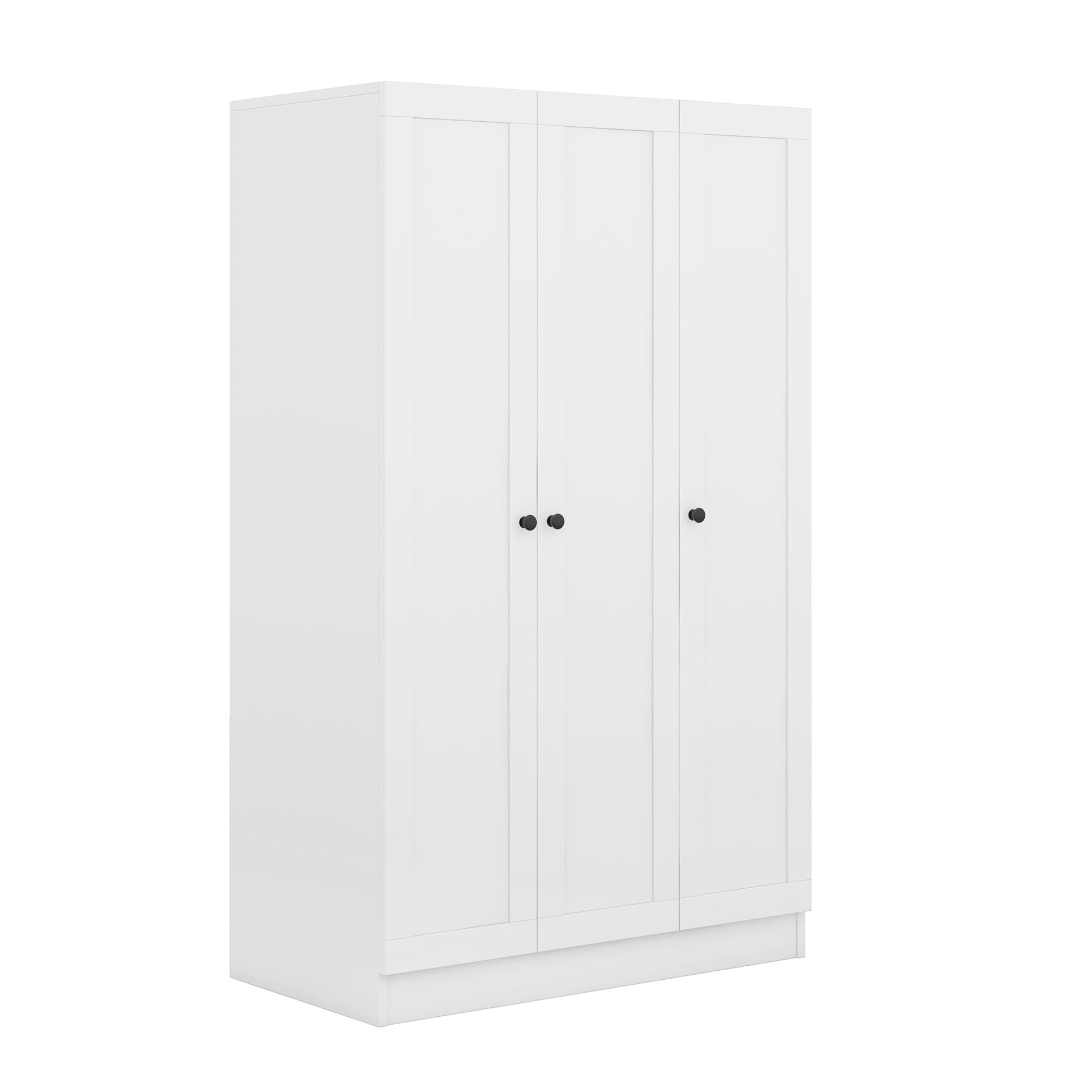 3 Door Shutter Wardrobe With Shelves, White Hinged White White Shelf Bedroom Contemporary 3 Mdf