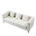 81 Inch Oversized 3 Seater Sectional Sofa, Living Room Comfort Fabric Sectional Sofa Deep Seating Sectional Sofa, Soft Sitting With 3 Pillows For Living Room,Bedroom,White Teddy Ivory W834S00036 Ivory Primary Living Space American Design Foam Fabric 3