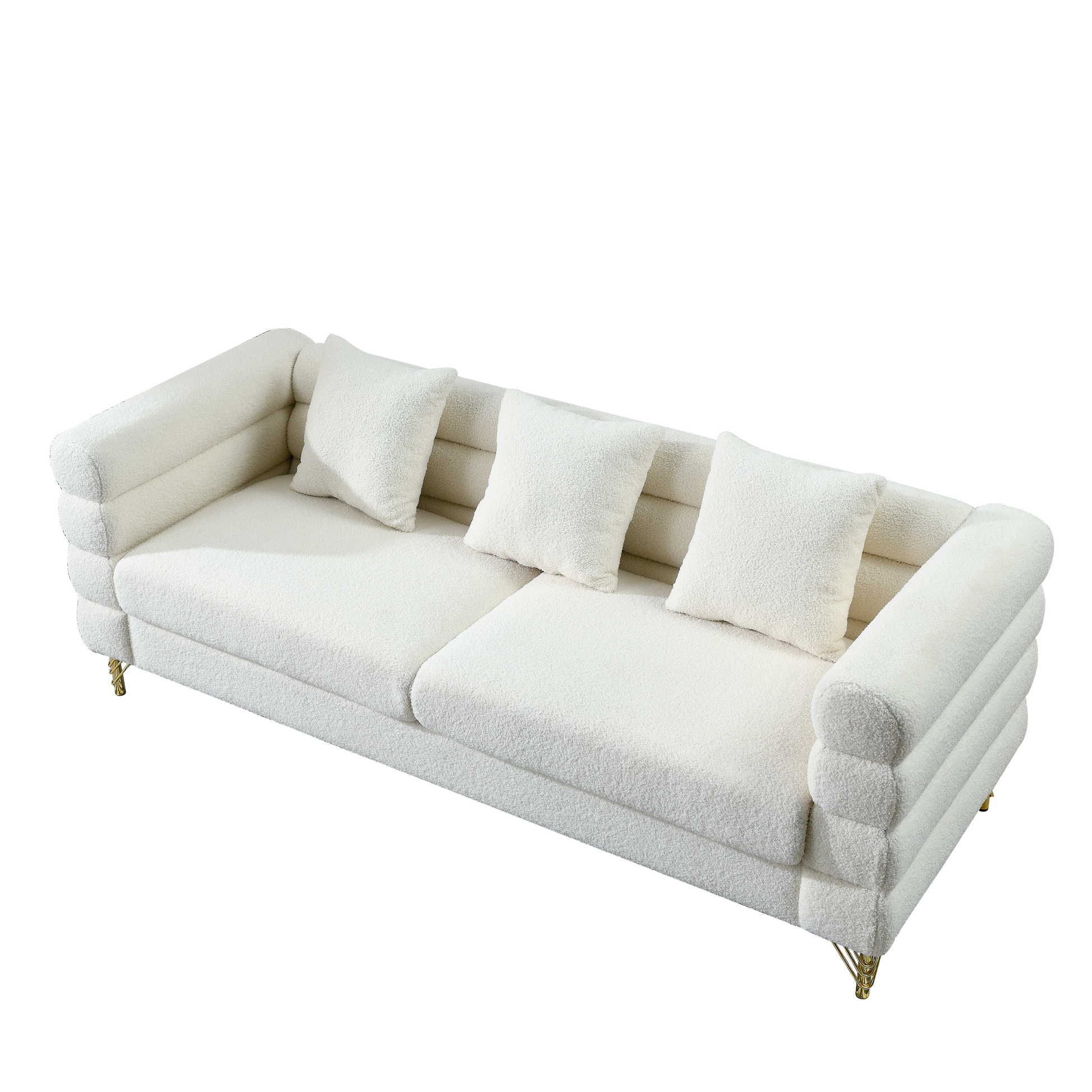 81 Inch Oversized 3 Seater Sectional Sofa, Living Room Comfort Fabric Sectional Sofa Deep Seating Sectional Sofa, Soft Sitting With 3 Pillows For Living Room,Bedroom,White Teddy Ivory W834S00036 Ivory Primary Living Space American Design Foam Fabric 3