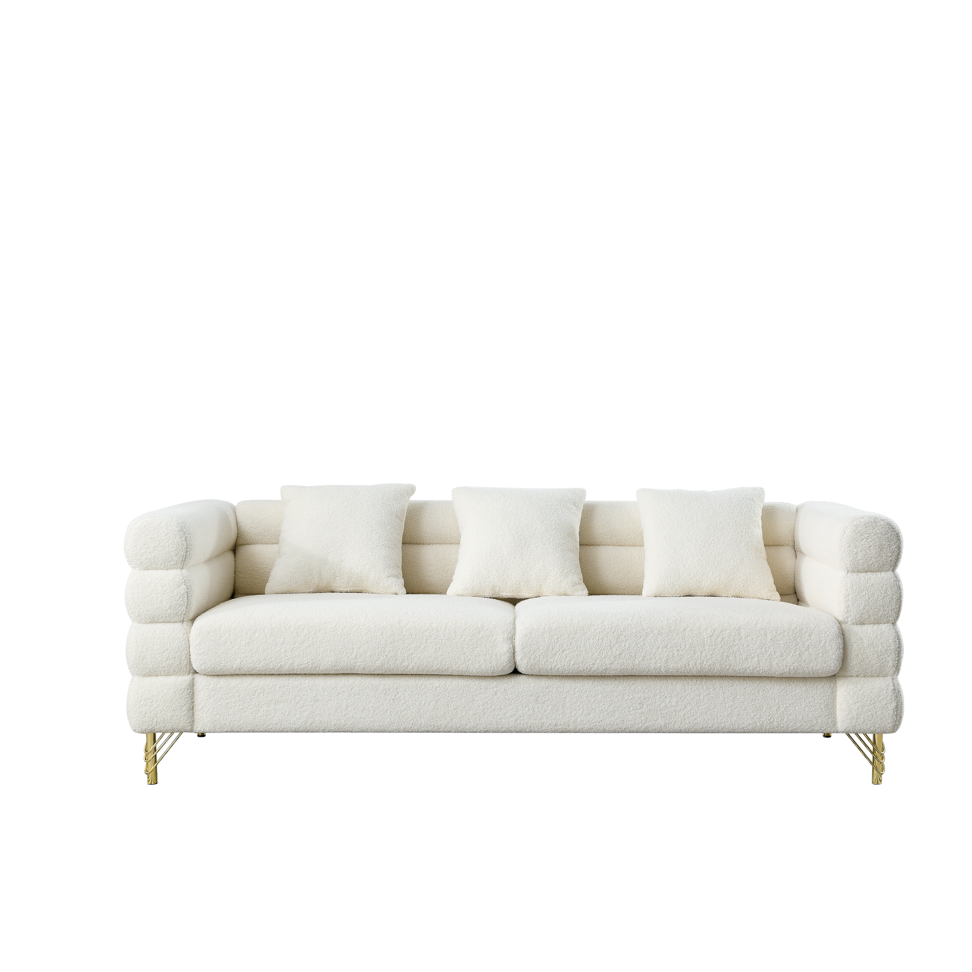 81 Inch Oversized 3 Seater Sectional Sofa, Living Room Comfort Fabric Sectional Sofa Deep Seating Sectional Sofa, Soft Sitting With 3 Pillows For Living Room,Bedroom,White Teddy Ivory W834S00036 Ivory Primary Living Space American Design Foam Fabric 3