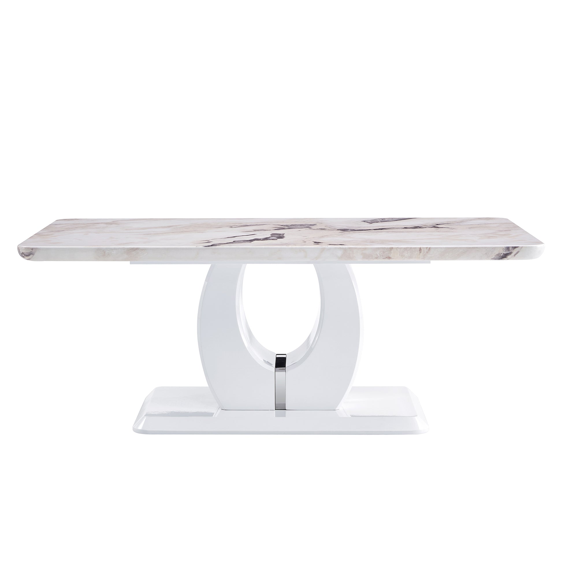 Modern Simple Luxury Imitation Marble Dining Table Rectangular Coffee Table. The Computer Desk. The Game Table. Suitable For Dining Room, Living Room, Terrace, Kitchen. W1151S00265 White Mdf