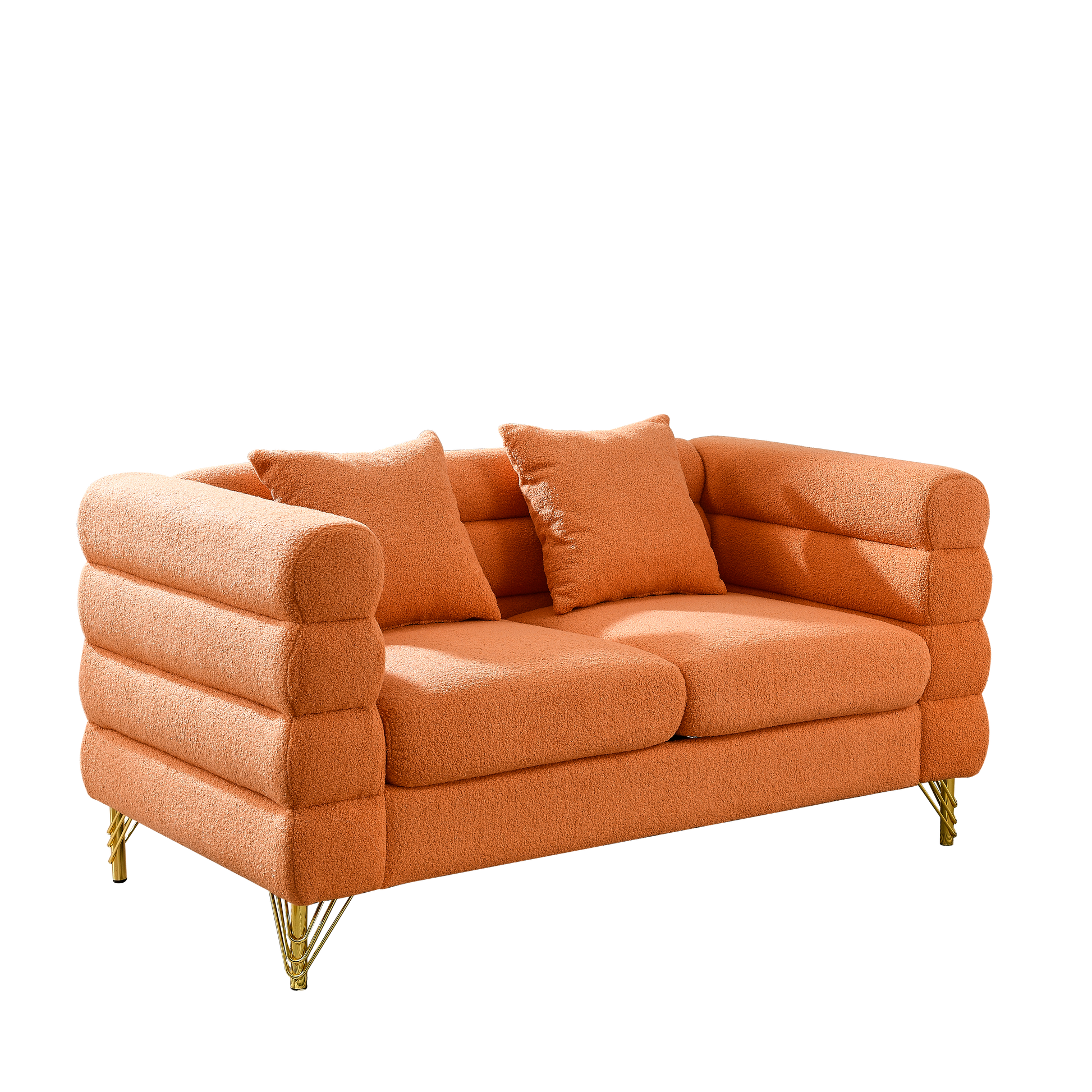 3 Seater 2 Seater Combination Sofa.Orange Teddy Orange Primary Living Space American Design Foam Fabric