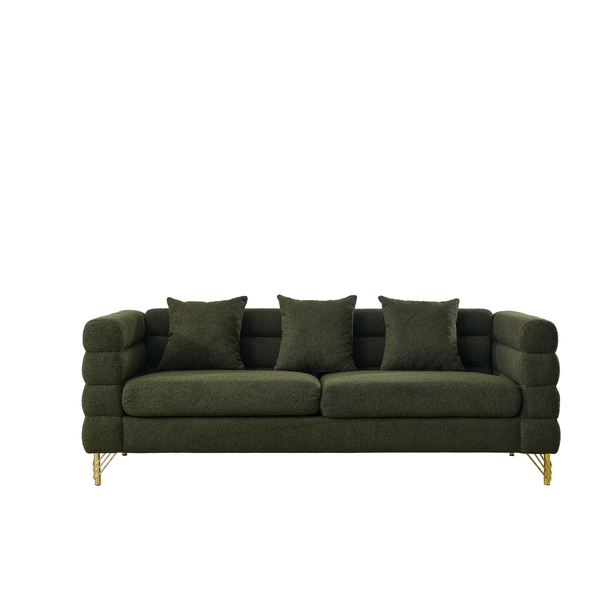 3 Seater 2 Seater Combination Sofa.Green Teddy Green Primary Living Space American Design Foam Fabric