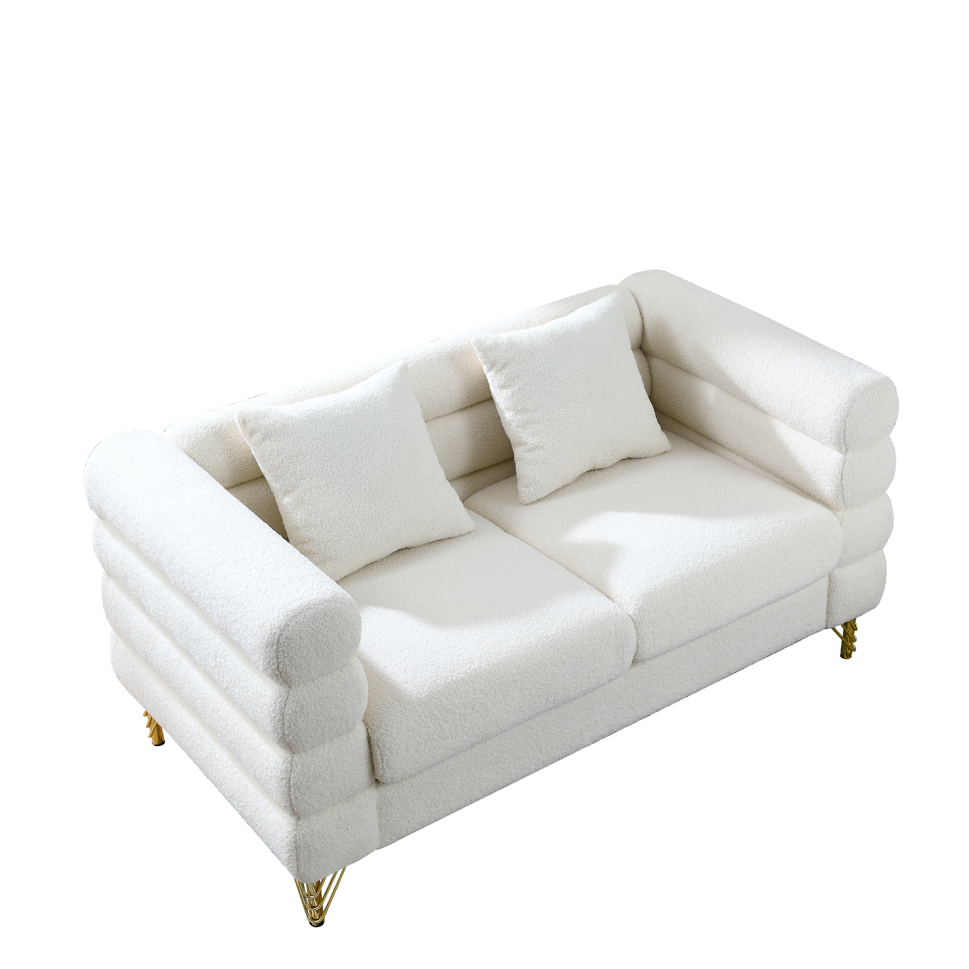 3 Seater 2 Seater Combination Sofa.White Teddy Ivory Ivory Primary Living Space American Design Foam Fabric