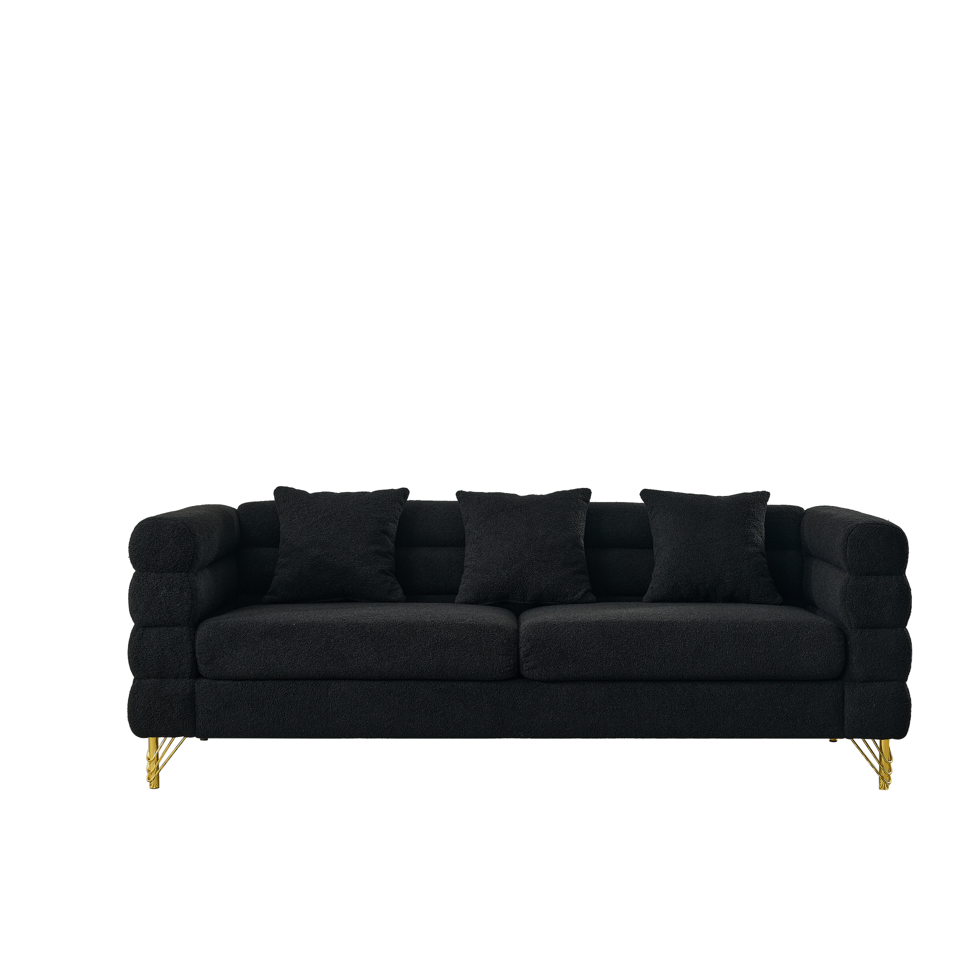81 Inch Oversized 3 Seater Sectional Sofa, Living Room Comfort Fabric Sectional Sofe Deep Seating Sectional Sofa, Soft Sitting With 3 Pillows For Living Room,Bedroom,Office, Black Teddy W834S00035 Black Primary Living Space American Design Foam Fabric 3