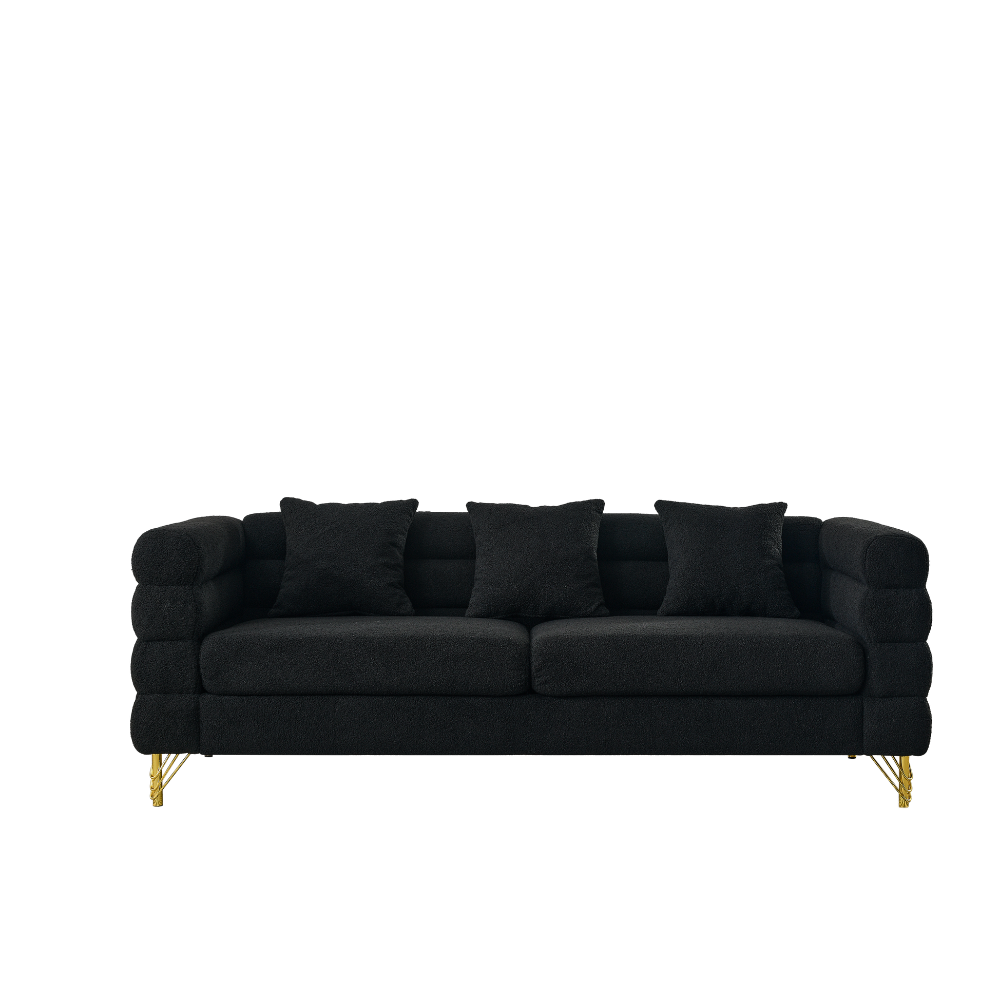 3 Seater 3 Seater Combination Sofa.Black Teddy Black Primary Living Space American Design Foam Fabric