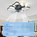 19.7 Inch Light Ceiling Fan With Lights Remote Control With Modern Butterfly Design Styling, Black, Fan For Bedroom, Living Room, Timing Function, Noiseless, Children'S Favorite Black Aluminium Iron