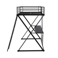 Twin Size Loft Bed With Desk, Ladder And Full Length Guardrails, X Shaped Frame, Black Old Sku: Mf297073Aab Box Spring Not Required Twin Black Metal Bedroom Bed Frame Metal