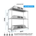 3 Tier Wire Shelving Unit, 1050 Lbs Nsf Height Adjustable Metal Garage Storage Shelves, Heavy Duty Storage Wire Rack Metal Shelves Chrome Chrome Iron Plastic