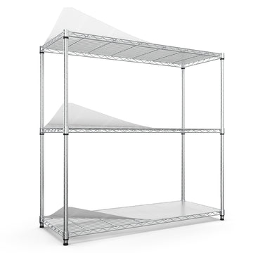 3 Tier Wire Shelving Unit, 1050 Lbs Nsf Height Adjustable Metal Garage Storage Shelves, Heavy Duty Storage Wire Rack Metal Shelves Chrome Chrome Iron Plastic