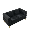 3 Seater 3 Seater Combination Sofa.Black Teddy Black Primary Living Space American Design Foam Fabric