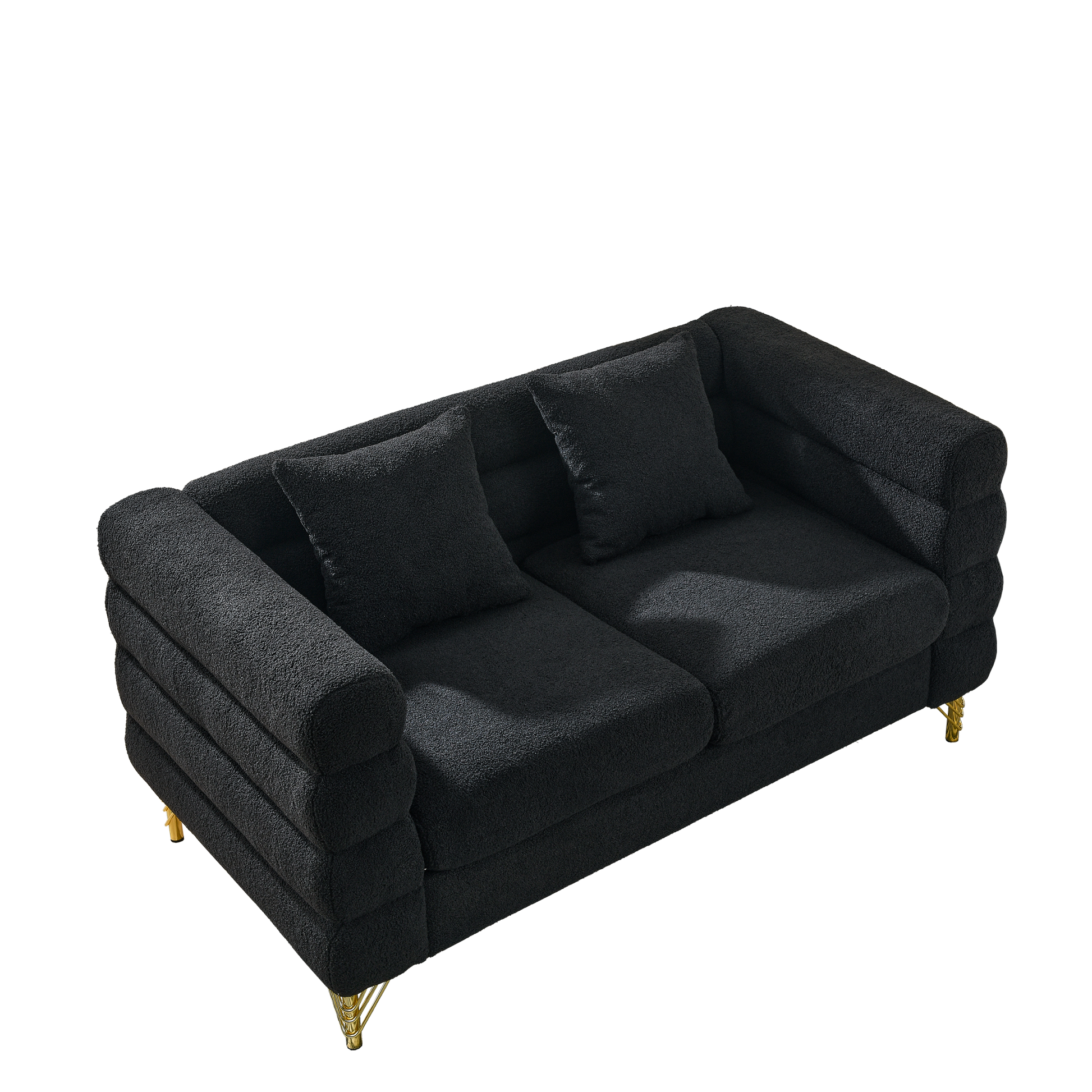 3 Seater 3 Seater Combination Sofa.Black Teddy Black Primary Living Space American Design Foam Fabric