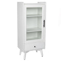 Modern Bathroom Storage Cabinet & Floor Standing Cabinet With Glass Door With Double Adjustable Shelves And One Drawer, Extra Storage Space On Top, White 19.75