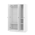 3 Door Shutter Wardrobe With Shelves, White Hinged White White Shelf Bedroom Contemporary 3 Mdf