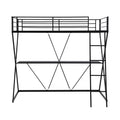 Twin Size Loft Bed With Desk, Ladder And Full Length Guardrails, X Shaped Frame, Black Old Sku: Mf297073Aab Box Spring Not Required Twin Black Metal Bedroom Bed Frame Metal