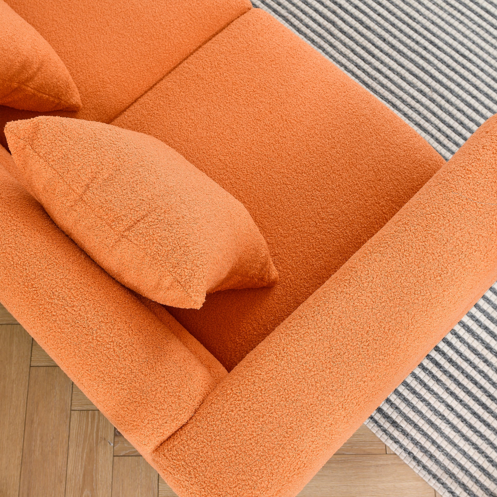 3 Seater 3 Seater Combination Sofa.Orange Teddy Orange Primary Living Space American Design Foam Fabric