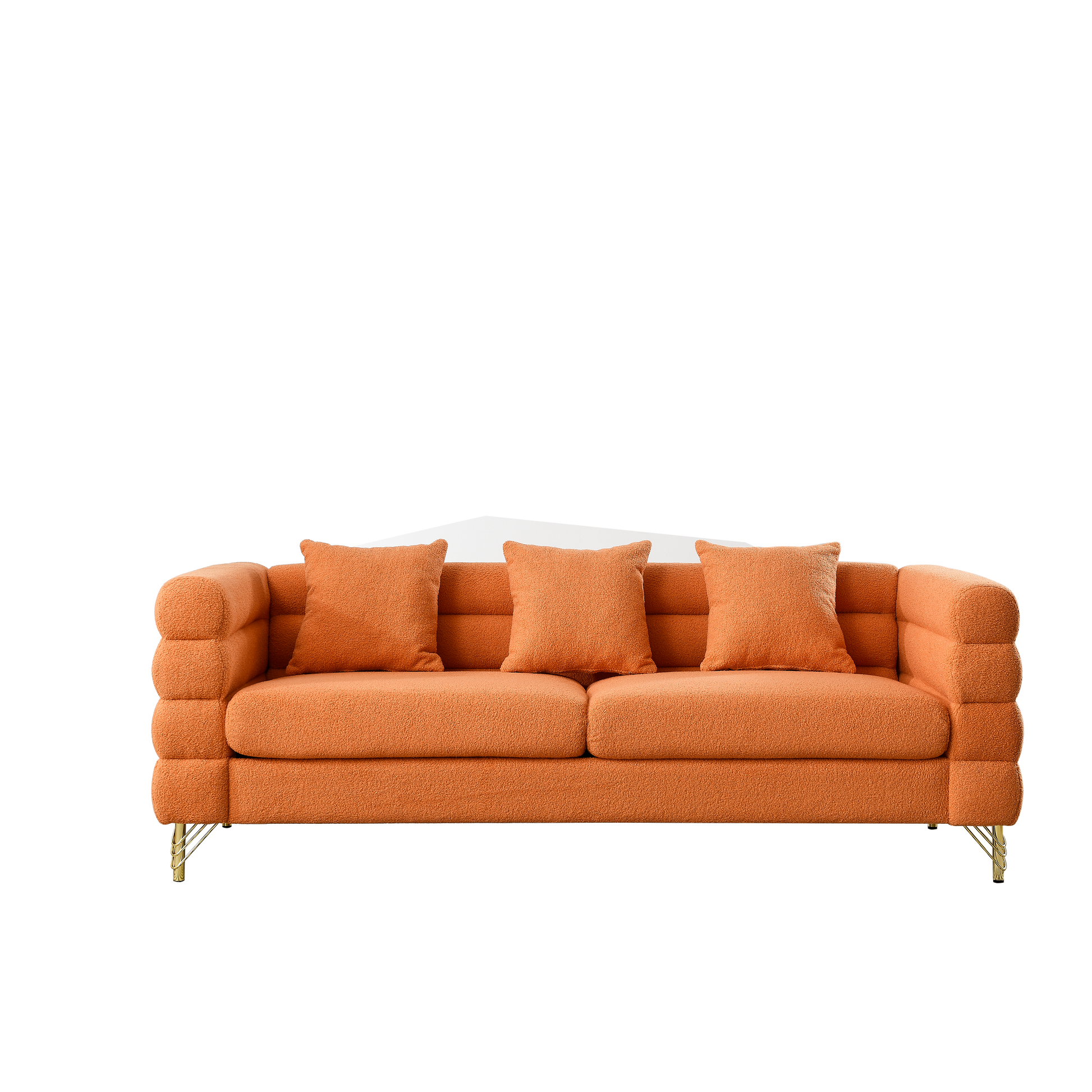 3 Seater 3 Seater Combination Sofa.Orange Teddy Orange Primary Living Space American Design Foam Fabric