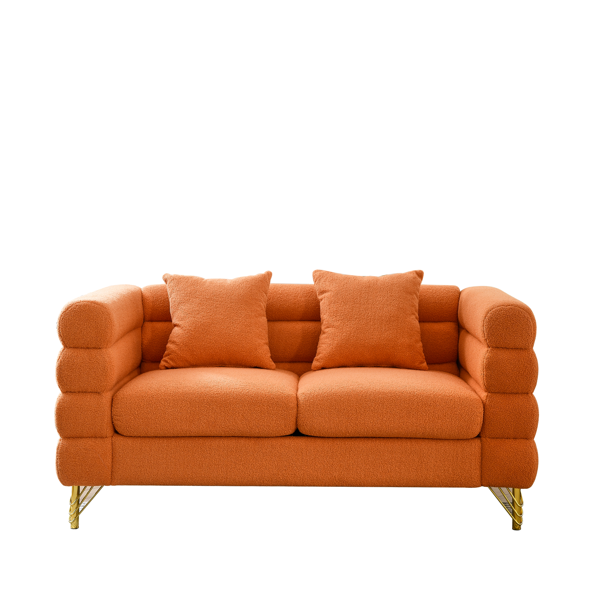 3 Seater 2 Seater Combination Sofa.Orange Teddy Orange Primary Living Space American Design Foam Fabric