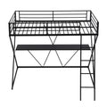 Twin Size Loft Bed With Desk, Ladder And Full Length Guardrails, X Shaped Frame, Black Old Sku: Mf297073Aab Box Spring Not Required Twin Black Metal Bedroom Bed Frame Metal