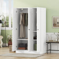 3 Door Shutter Wardrobe With Shelves, White Hinged White White Shelf Bedroom Contemporary 3 Mdf