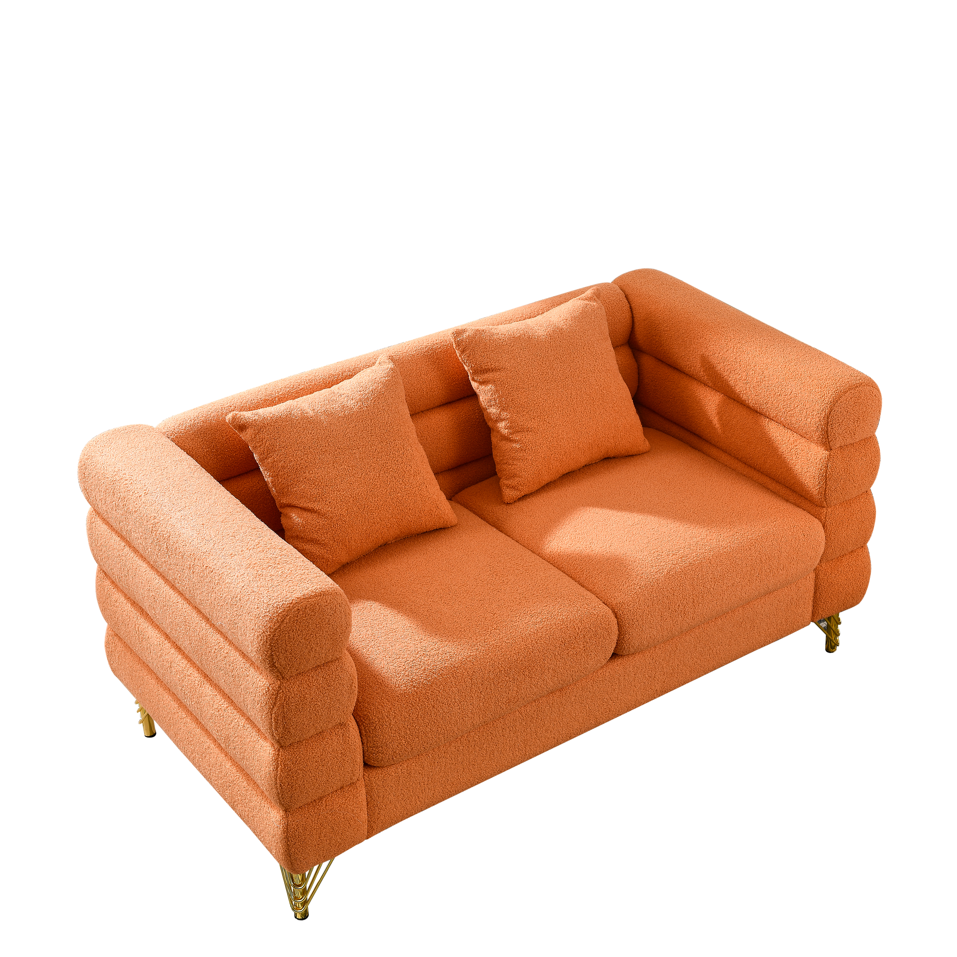 3 Seater 2 Seater Combination Sofa.Orange Teddy Orange Primary Living Space American Design Foam Fabric