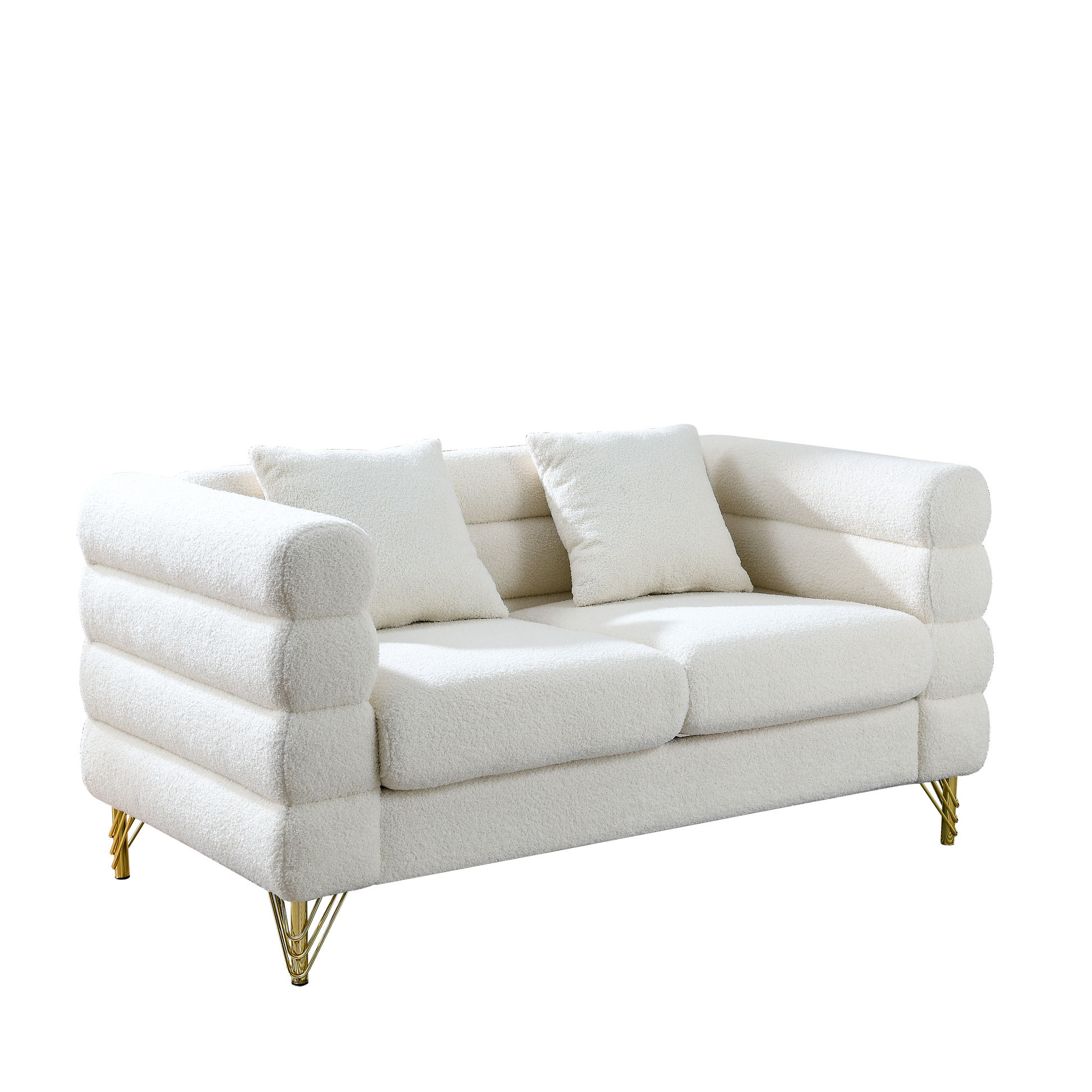 3 Seater 2 Seater Combination Sofa.White Teddy Ivory Ivory Primary Living Space American Design Foam Fabric